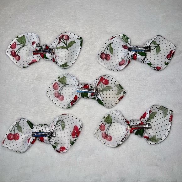Cherries and Polka Dot Retro Bandana Knotted Hair Bow - Picture 10 of 11